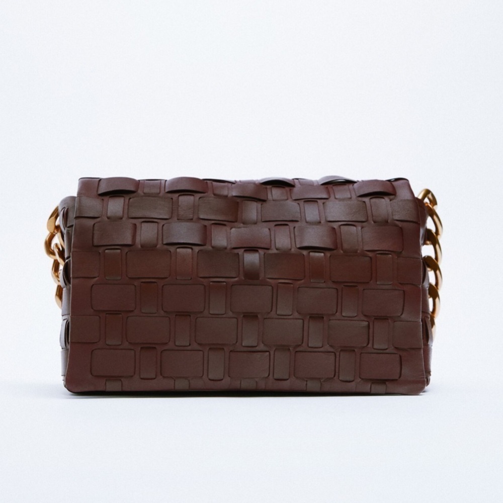 ZARA Woven Leather Shoulder Bag BNWT